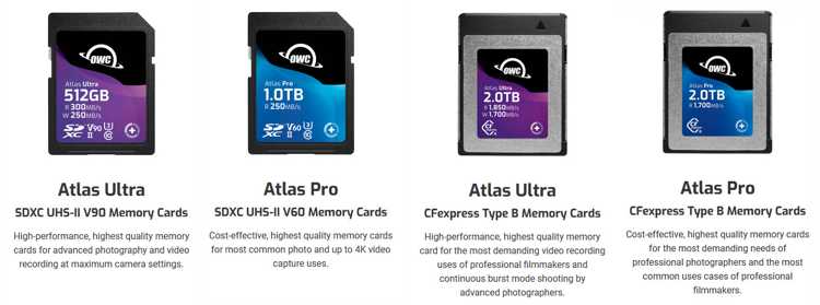 Owc Atlas Memory Cards Family